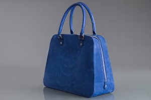 Sac Miss Bascans cuir nubuck bleu grand modèle