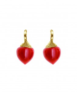 Earring Small Dew Drop Filigram _dark coral