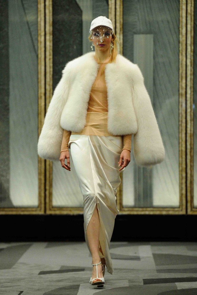 A model walks the runway for the Manu Reas Haute-Couture Fall/Winter 2015/2016 collection show at the Peninsula Hotel in Paris, France, on July 8, 2015. Photo by Aurore Marechal/ABACAPRESS.COM