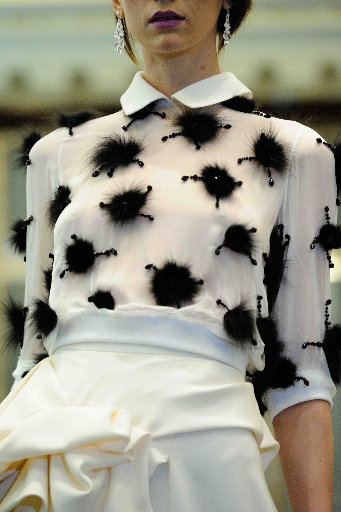 A model walks the runway for the Manu Reas Haute-Couture Fall/Winter 2015/2016 collection show at the Peninsula Hotel in Paris, France, on July 8, 2015. Photo by Aurore Marechal/ABACAPRESS.COM