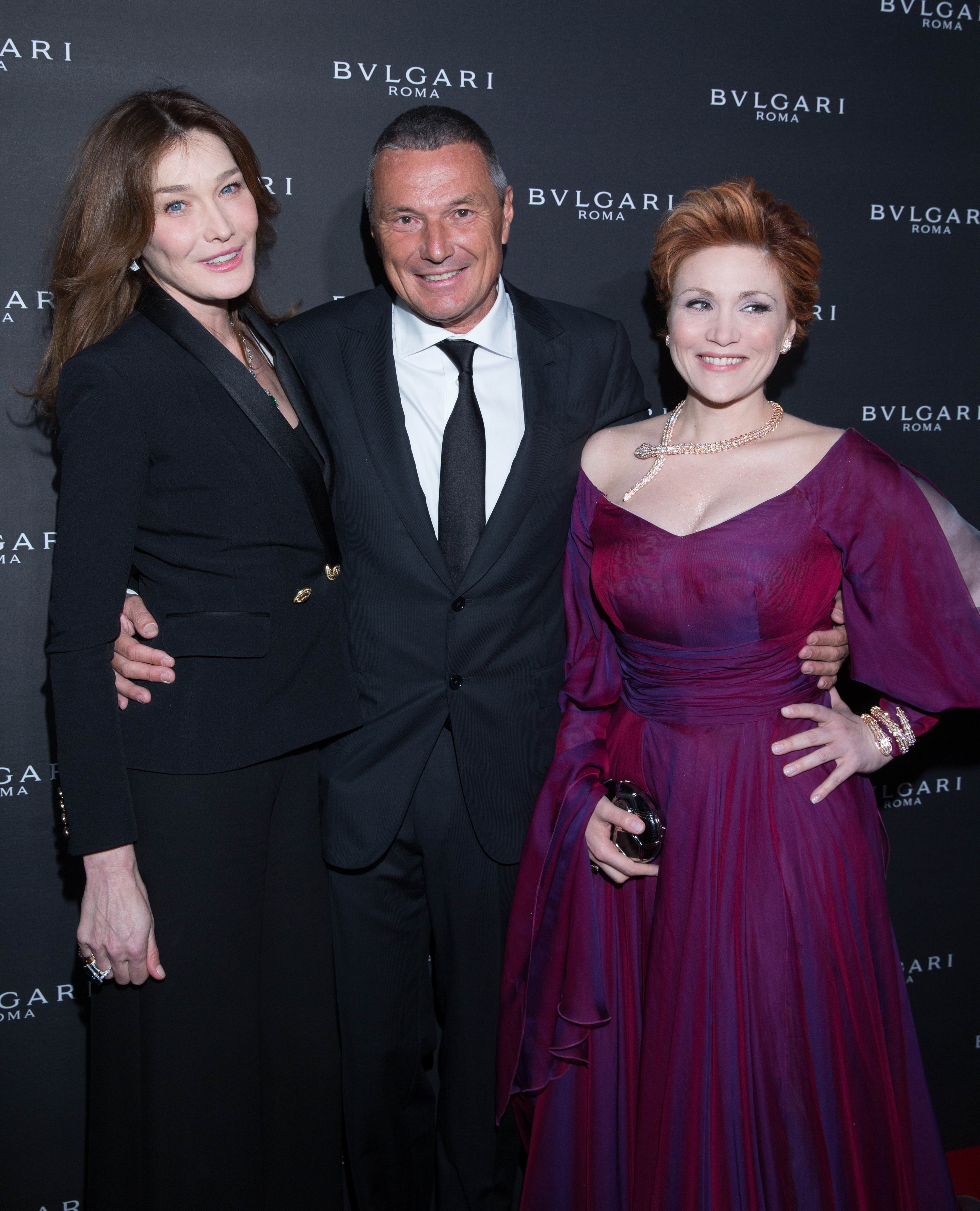 Carla BRUNI-SARKOZY. Jean-Christophe BABIN. Carmen GIANNATTASIO. Bulgari Opening New Bond Street. London. UK. 14/3/2016 © david atlan