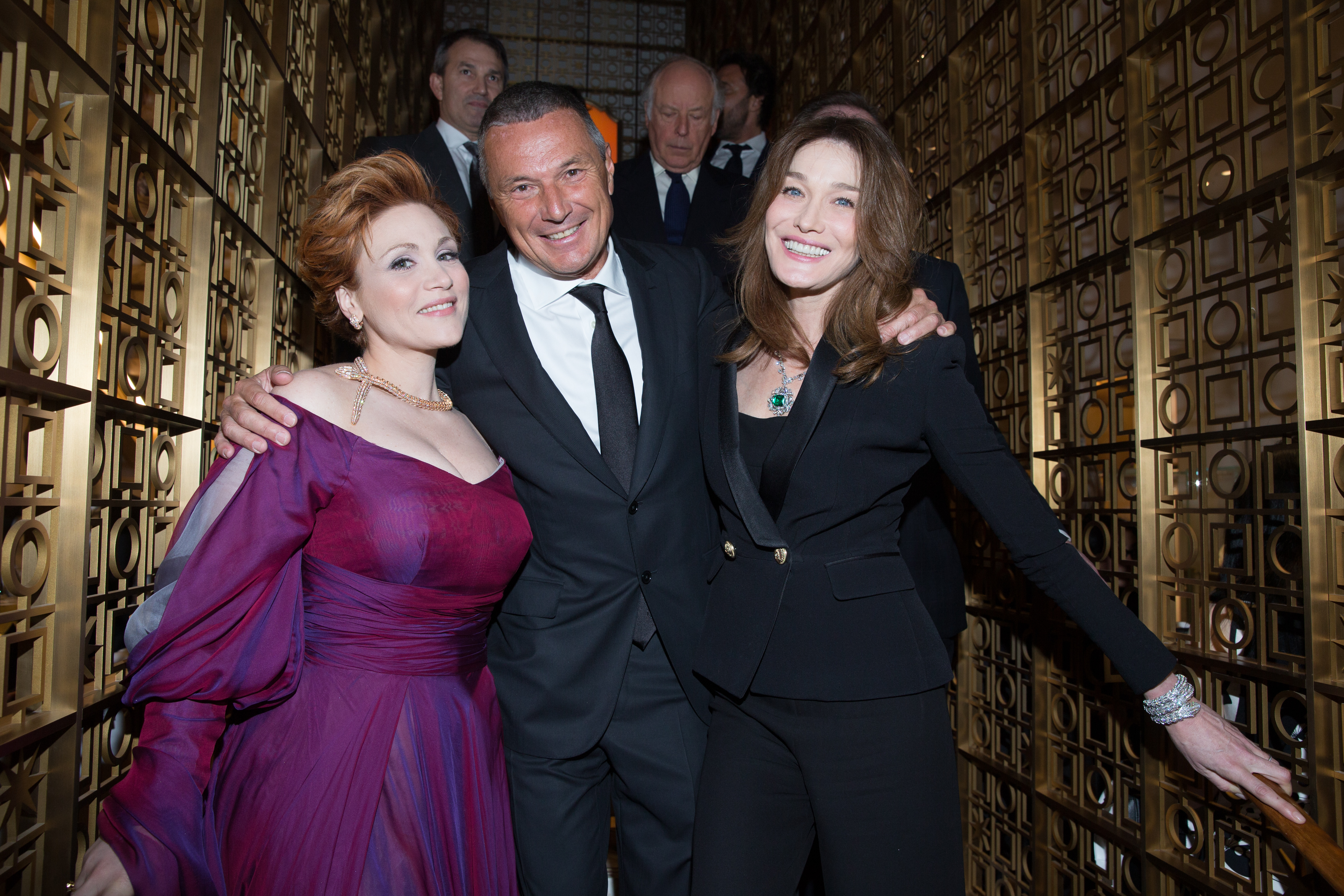 Carmen GIANNATTASIO. Jean-Christophe BABIN. Carla BRUNI-SARKOZY. Bulgari Opening New Bond Street. London. UK. 14/3/2016 © david atlan