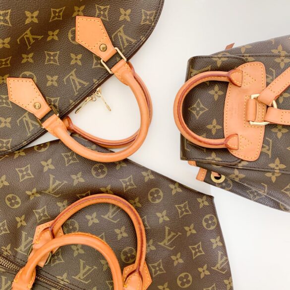 brown louis vuitton monogram leather handbag