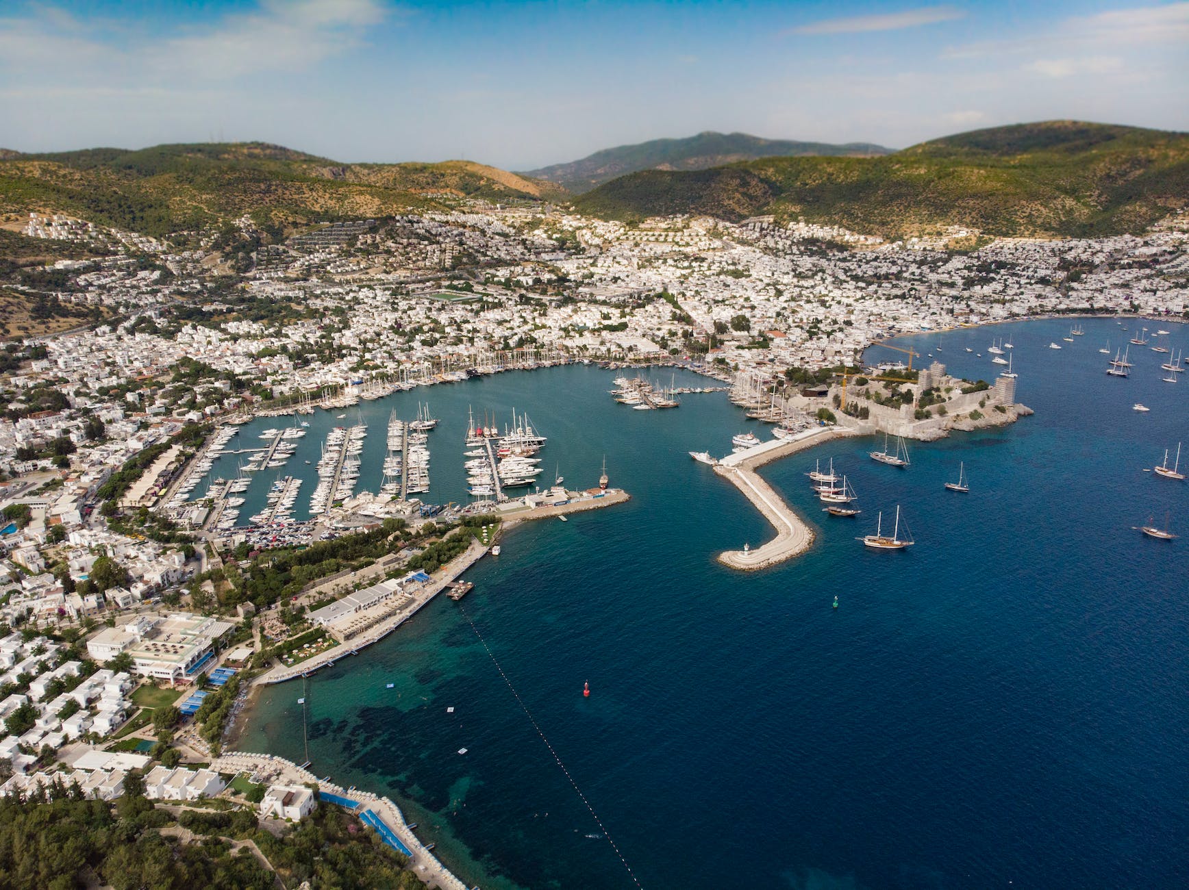 aerial photography of a marina