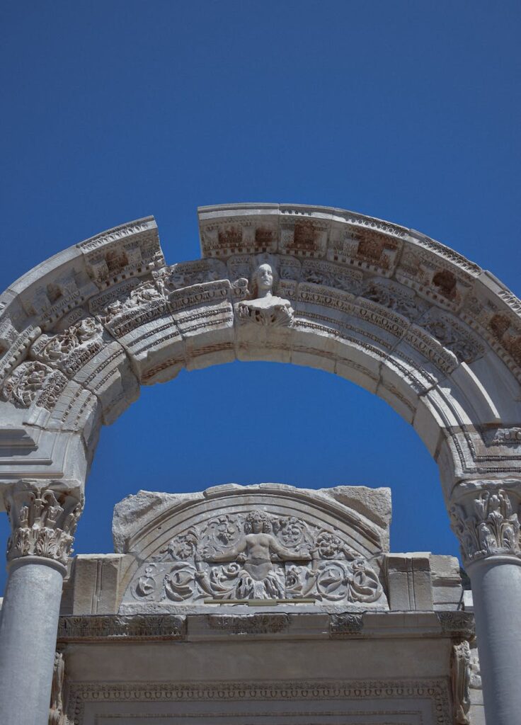 the keystone arch of the temple of hadrian in ephesus