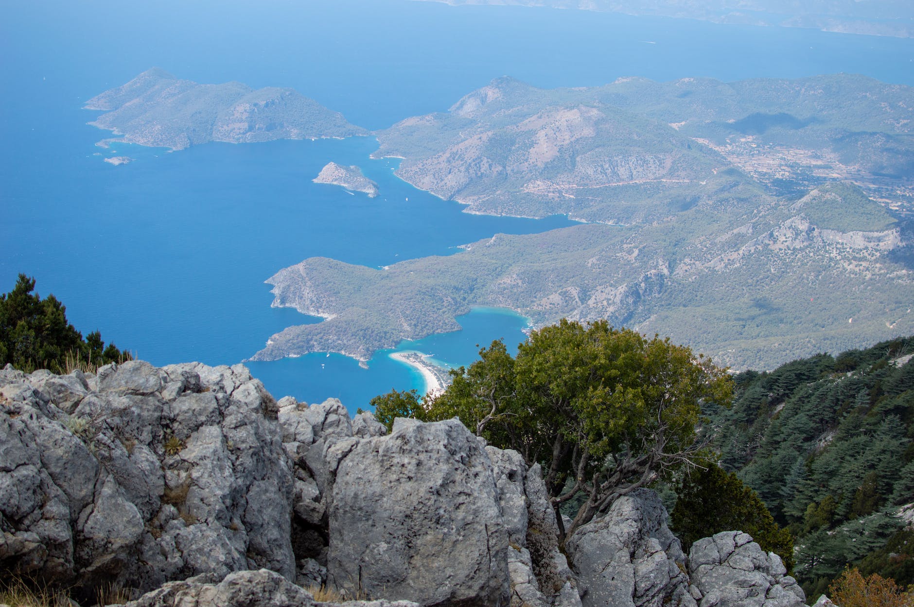 aerial view of the shore in oludeniz in mugla region turkey