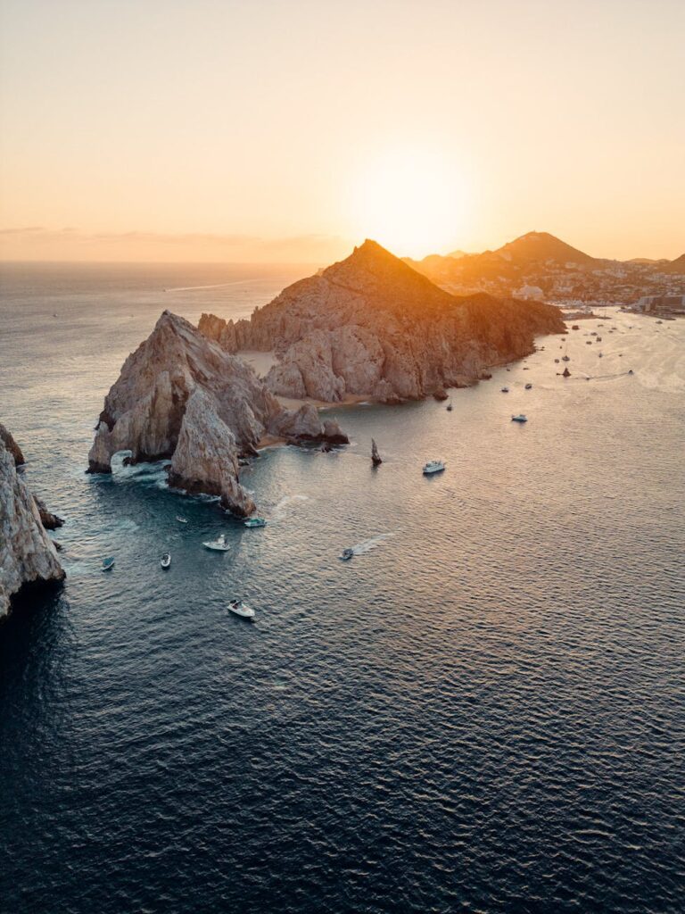 aerial view of rock formations in los cabos mexico