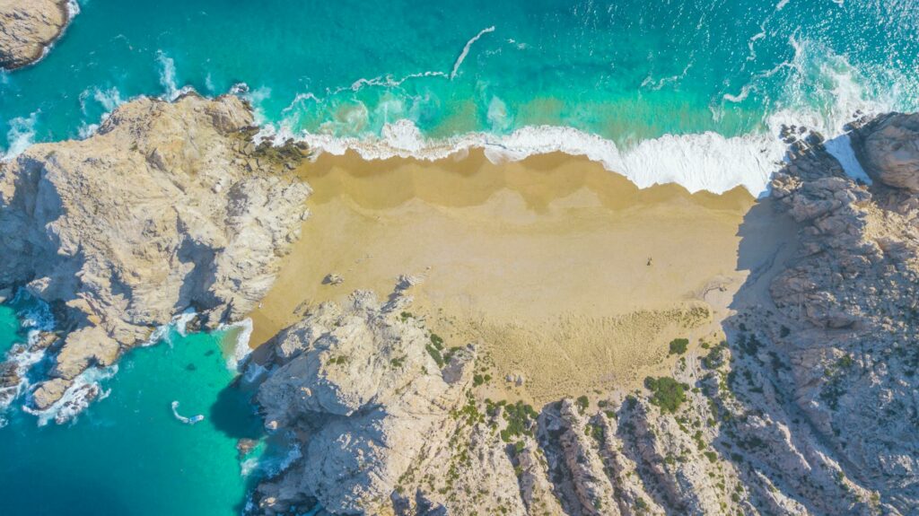 aerial shot of beach