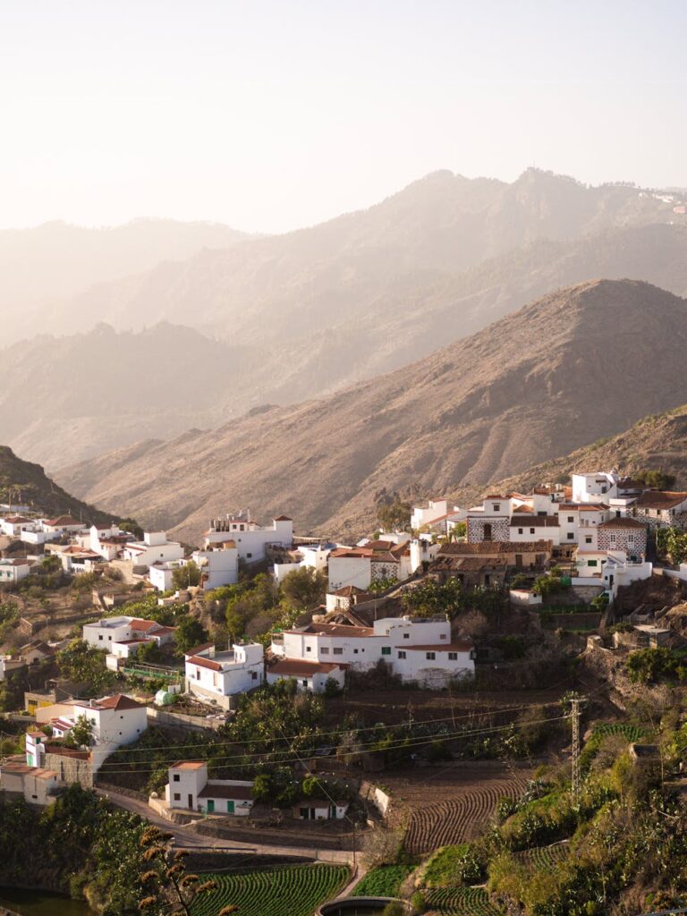 aerial view of houses in the valley on gran canaria canary islands spain